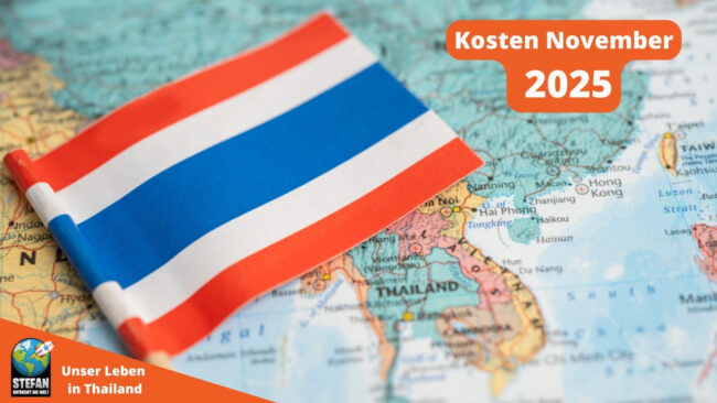 Thailand Fahne vor einer Landkarte